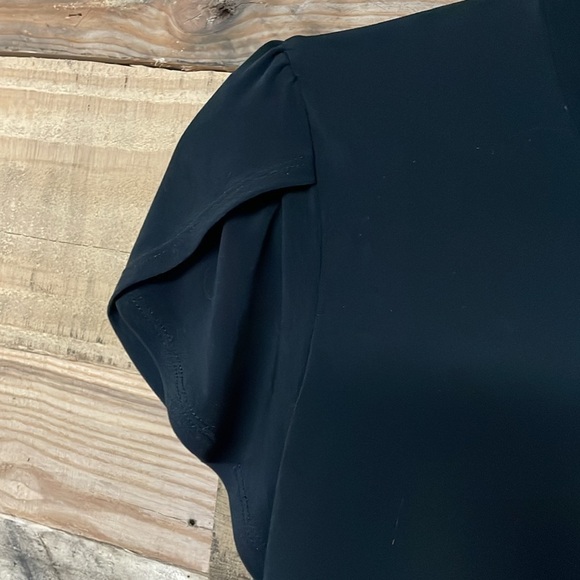 Tahari size small black ruffle sleeve with neck knot blouse - Picture 4 of 8